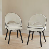 Marilyn Ivory with Black Piping Dining Chairs with Black Legs - Laura James 