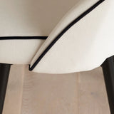 Olivia 160-240cm Black Oak Dining Table Set - 6 Seater - Marilyn Ivory with Jet Black Piping Dining Chairs - Black Oak Legs