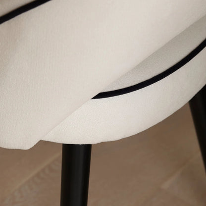 Olivia 160-240cm Black Oak Dining Table Set - 6 Seater - Marilyn Ivory with Jet Black Piping Dining Chairs - Black Oak Legs