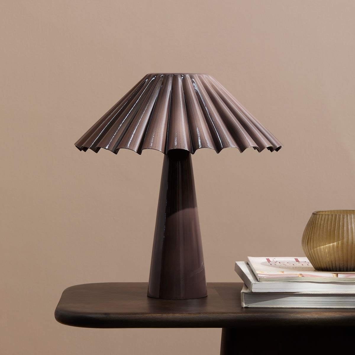Wicken 37cm Metal Table Lamp - Cocoa Brown - Laura James 