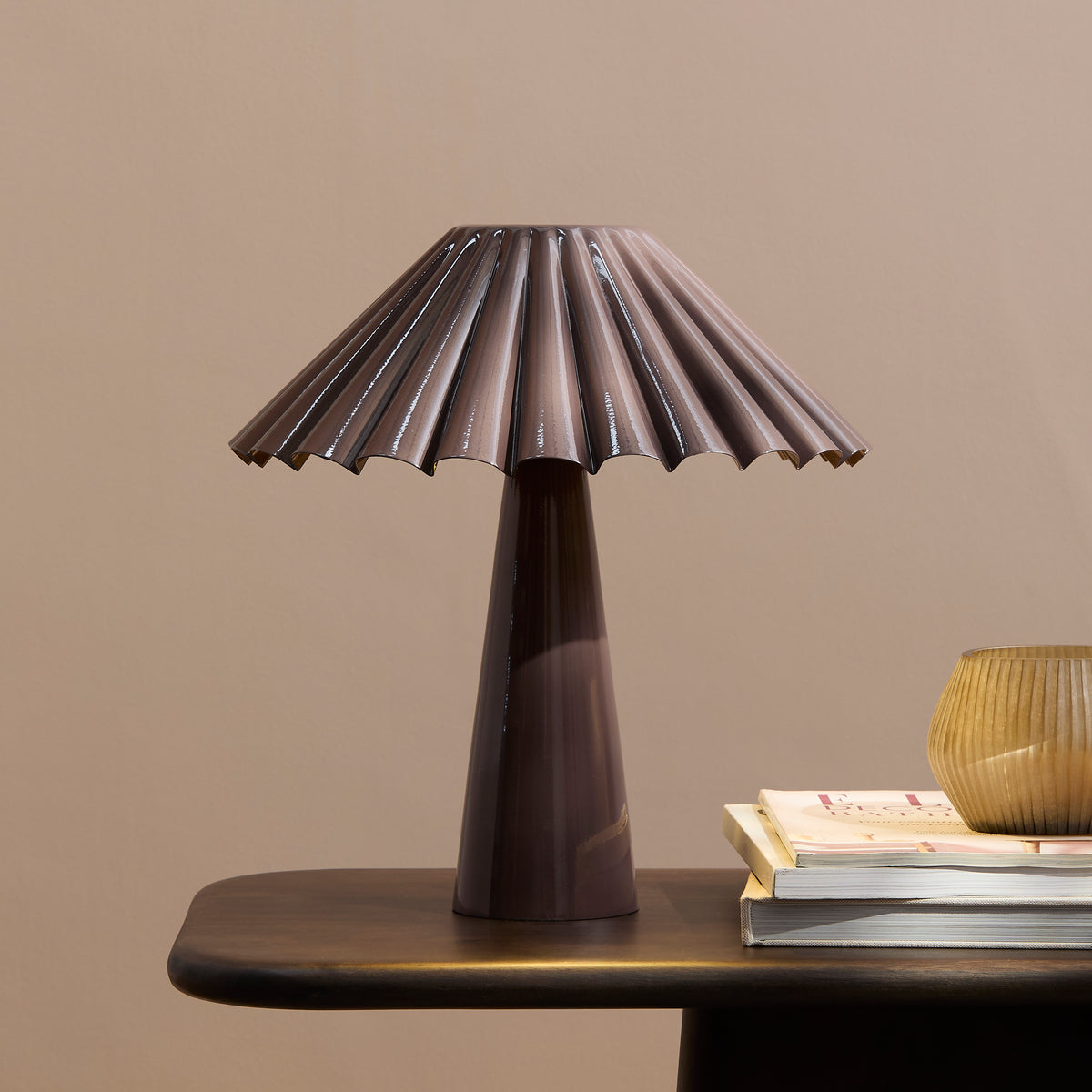 Wicken 37cm Metal Table Lamp - Cocoa Brown - Laura James 