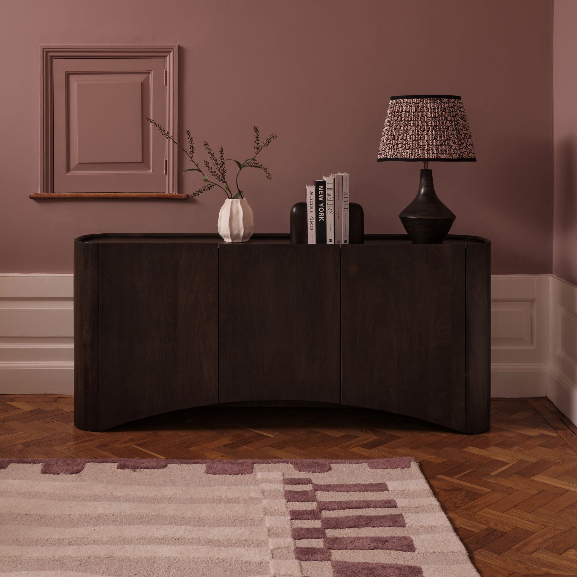 Octavia 3 Door Tall Sideboard - Coffee Brown Mango Wood - Laura James 