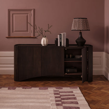 Octavia 3 Door Tall Sideboard - Coffee Brown Mango Wood - Laura James 