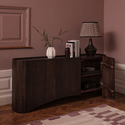 Octavia 3 Door Tall Sideboard - Coffee Brown Mango Wood - Laura James 