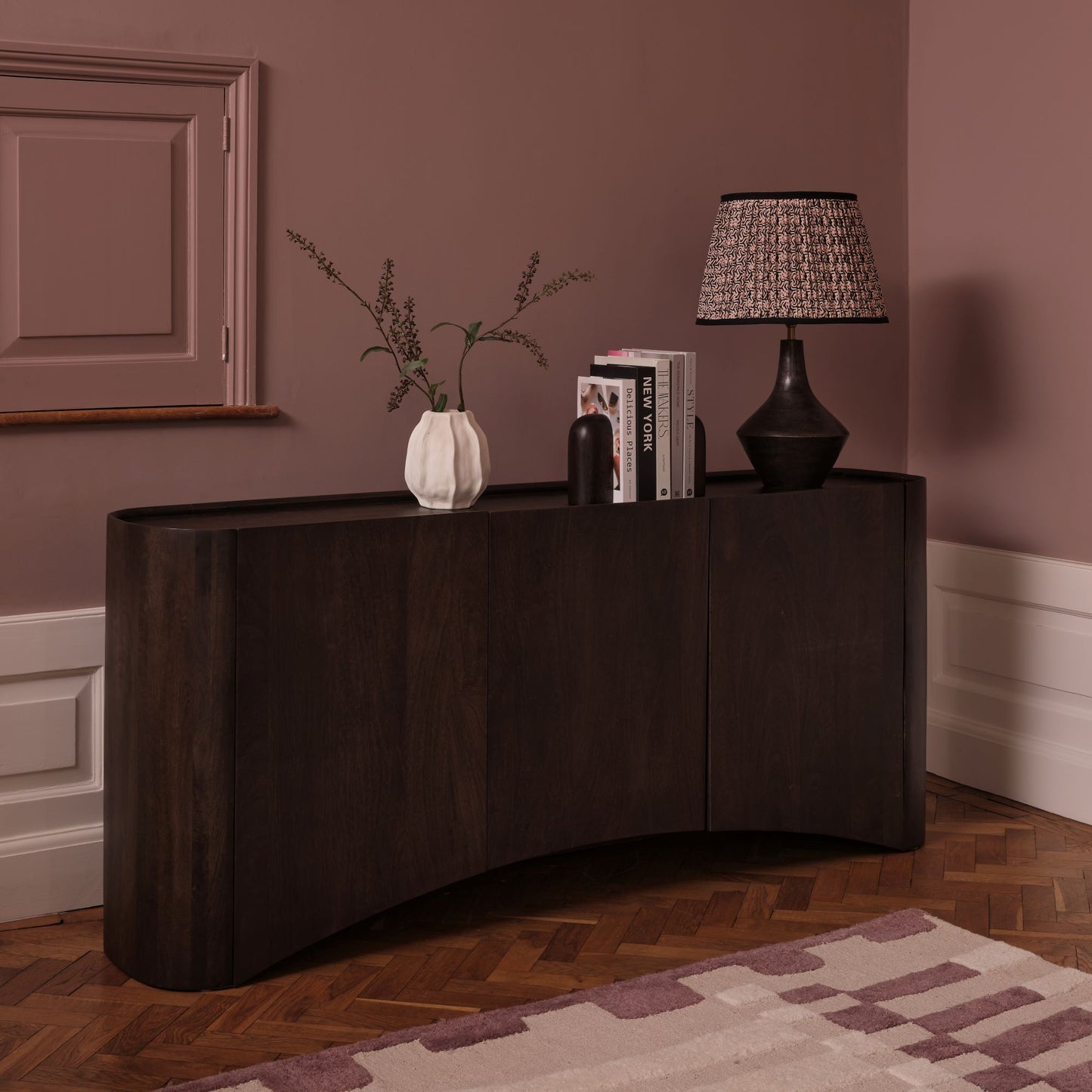 Octavia 3 Door Tall Sideboard - Coffee Brown Mango Wood - Laura James 
