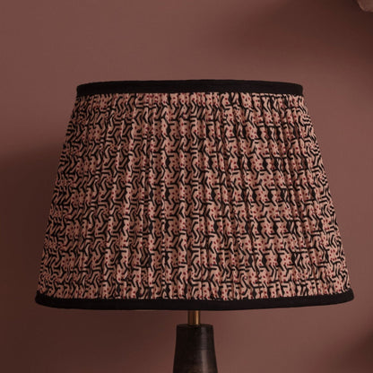 Nimana 25cm Gathered Lamp Shade - Black & Red Geometric - Laura James 