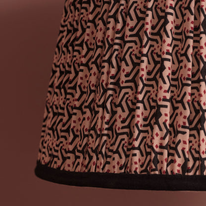 Nimana 30cm Gathered Lamp Shade - Black & Red Geometric