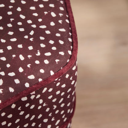 Margot 45cm Hexagon Footstool - Burgundy Spot with Burgundy Velvet Piping - Laura James 