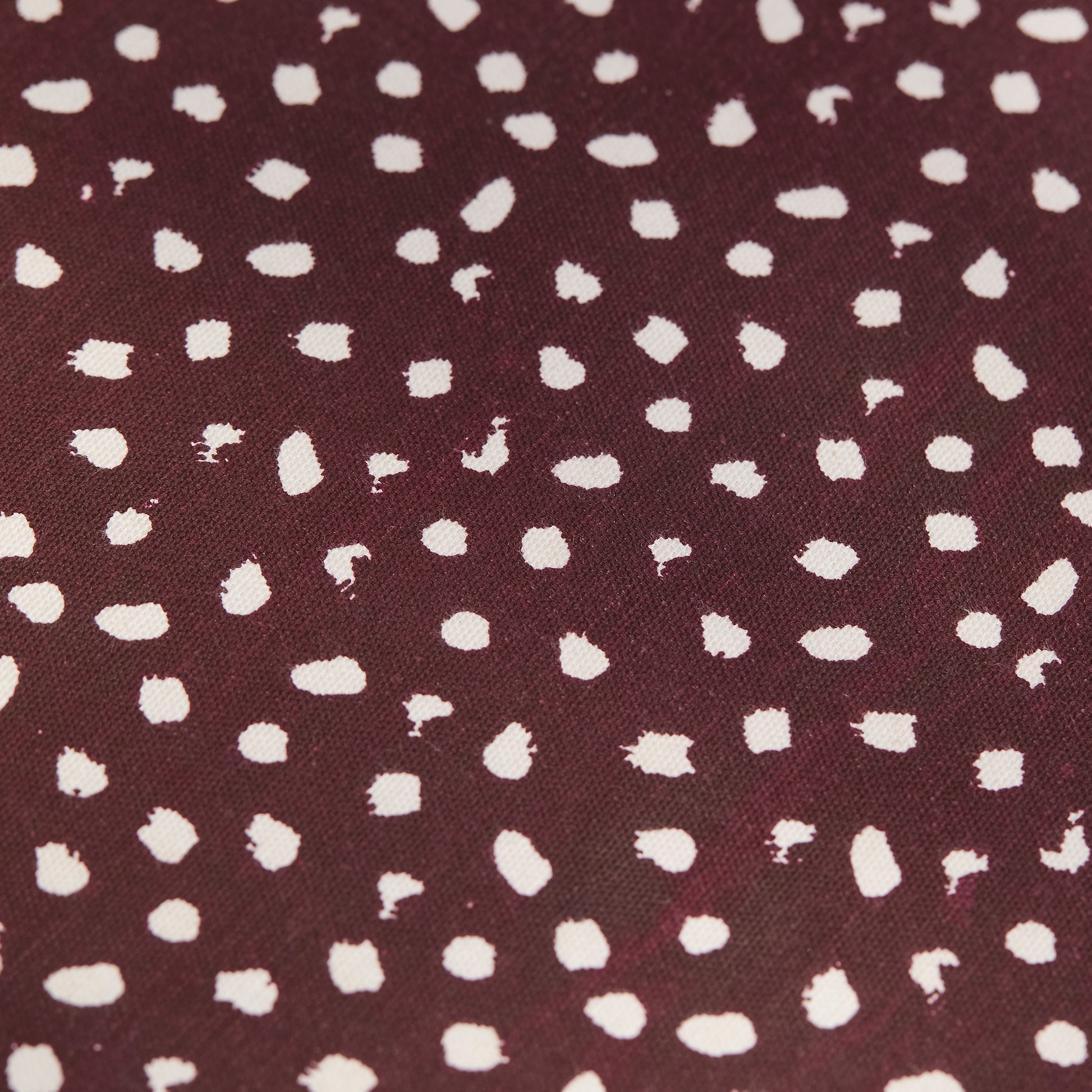 Margot 45cm Hexagon Footstool - Burgundy Spot with Burgundy Velvet Piping - Laura James 