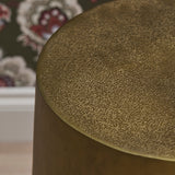 Astra 41cm Round Metal Side Table - Antique Brass - Laura James 