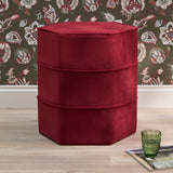 Margot 46cm Hexagon Footstool - Burgundy Velvet - Laura James 