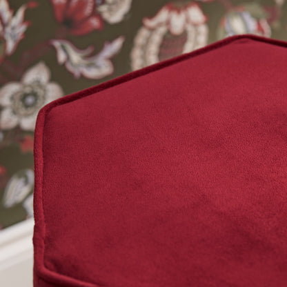 Margot 46cm Hexagon Footstool - Burgundy Velvet - Laura James 