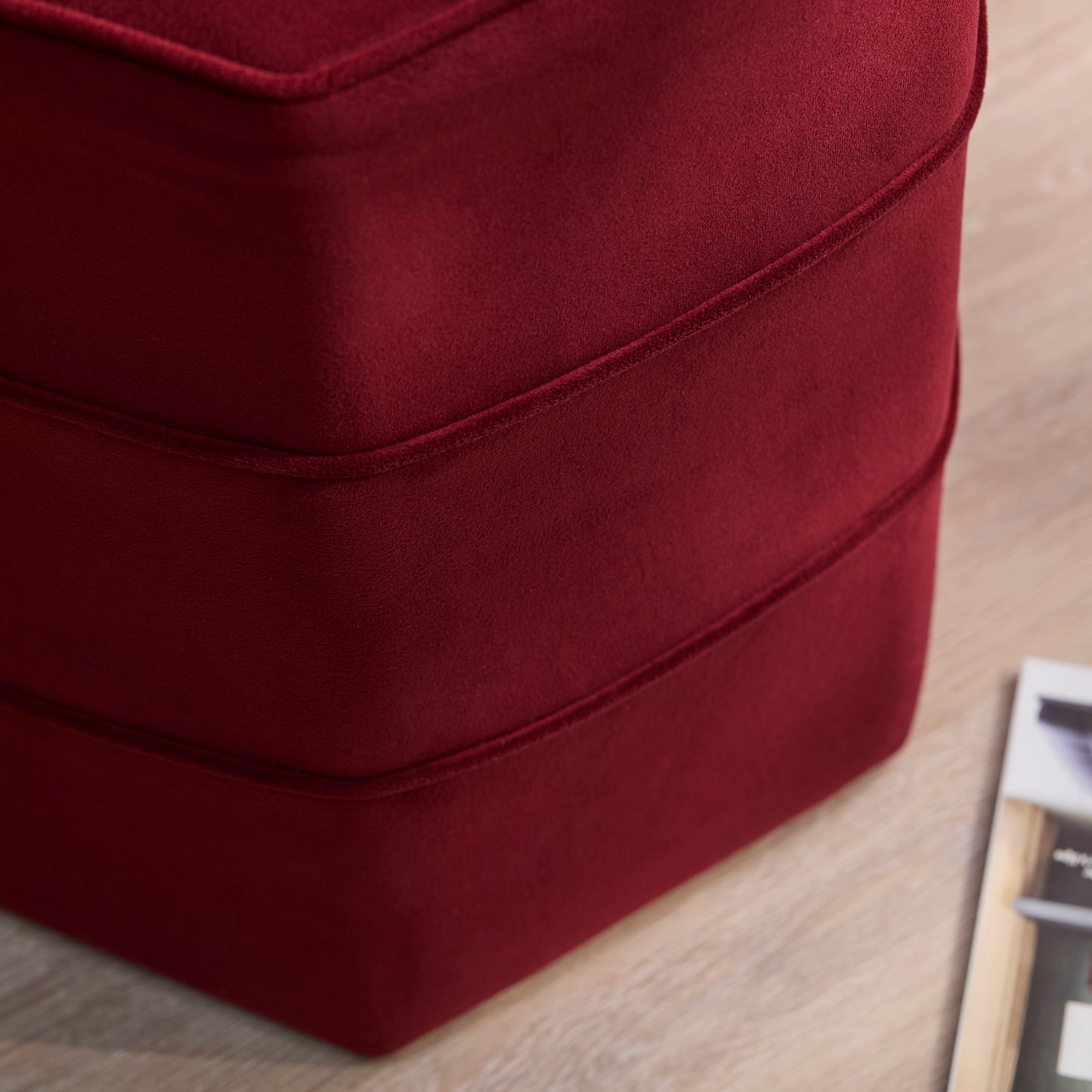 Margot 46cm Hexagon Footstool - Burgundy Velvet - Laura James 