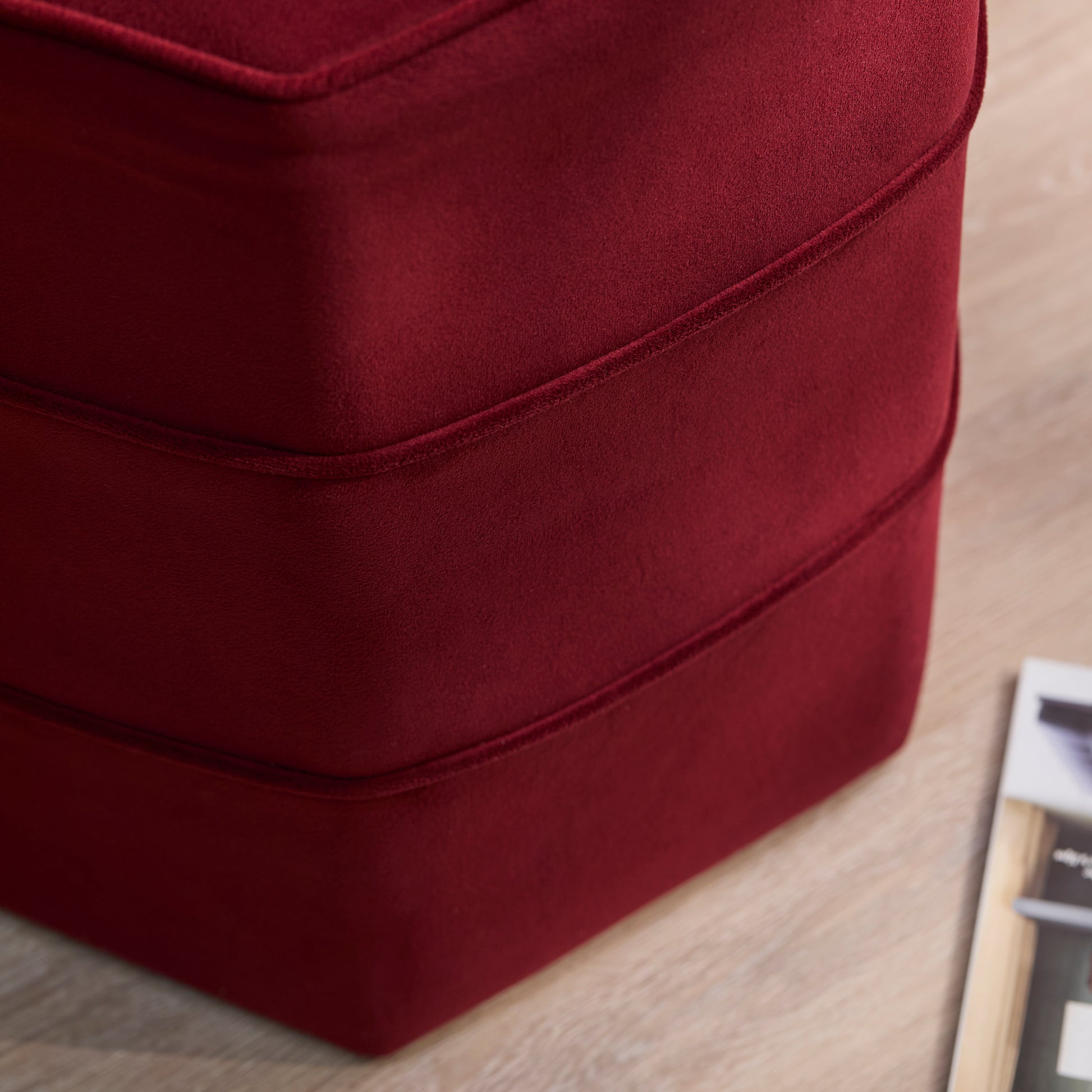 Margot 46cm Hexagon Footstool - Burgundy Velvet - Laura James 