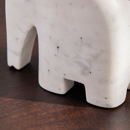 Tiree 13cm Elephant Ornament - White Marble - Laura James 