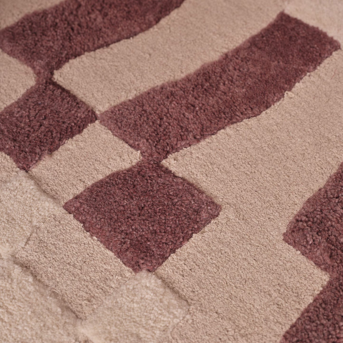 Redburn 120x170cm Wool/ Cotton Rug - Burgundy Red and Natural - Laura James 