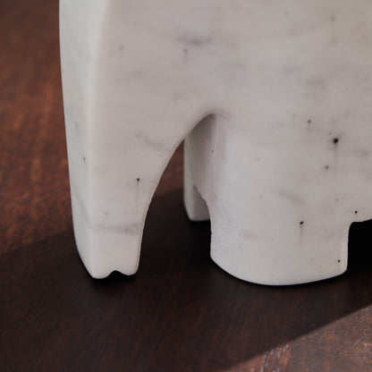 Tiree 13cm Elephant Ornament - White Marble - Laura James 
