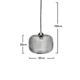 Smoked Fluted Glass and Chrome Pendant Light