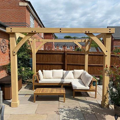 Dakota Wooden Garden Corner Sofa Set - Sand Cushions