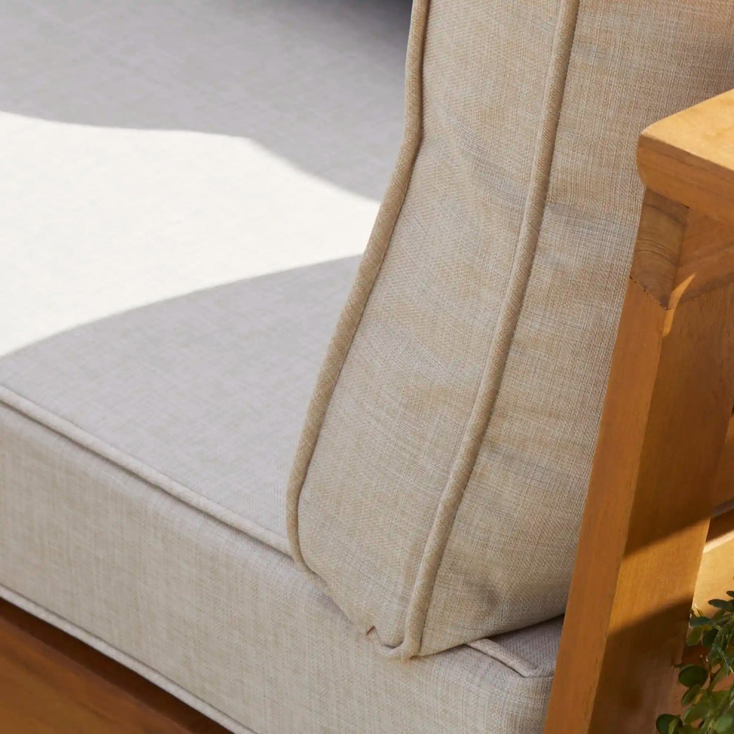 Dakota Wooden Garden Corner Sofa Set - Sand Cushions