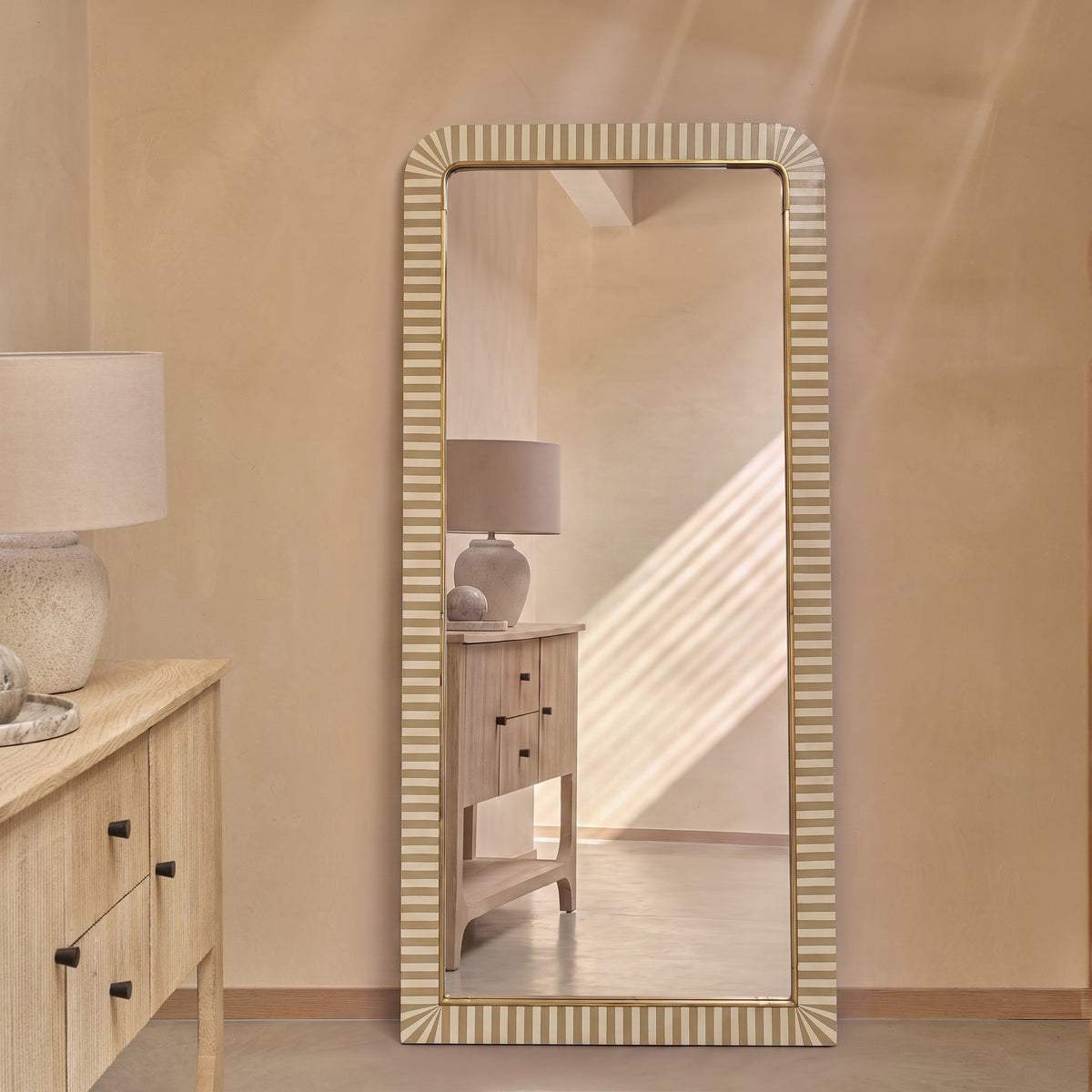 Dartington 180x80cm Arch Floor Mirror - Oatmeal Gold - Laura James 