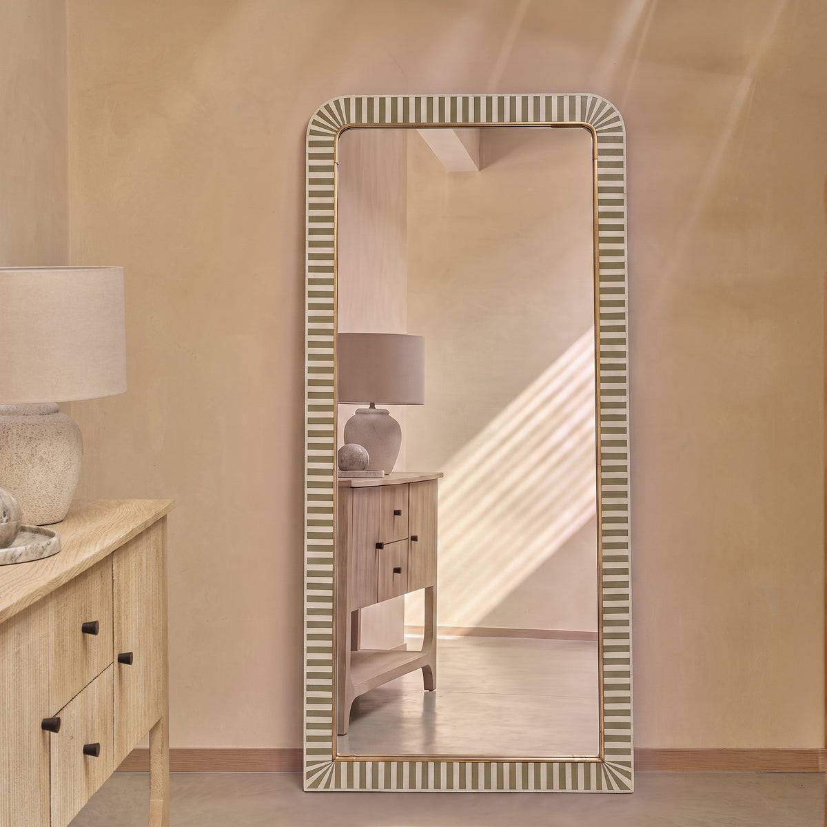 Dartington 180x80cm Arch Floor Mirror - Olive Green - Laura James 