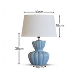 Dawes 30cm Ceramic Lamp Base - Cornflower Blue with Coningsby 30cm Cotton Lamp Shade - Snow White - Laura James