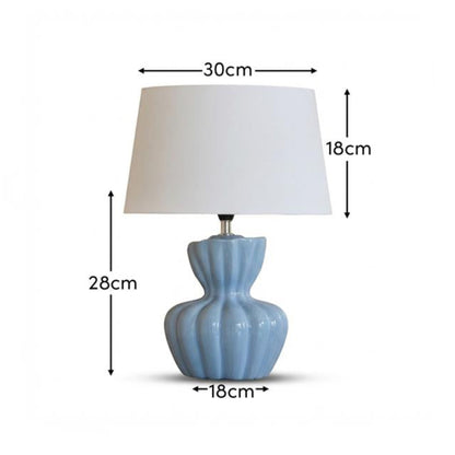 Dawes 30cm Ceramic Lamp Base - Cornflower Blue with Coningsby 30cm Cotton Lamp Shade - Snow White - Laura James