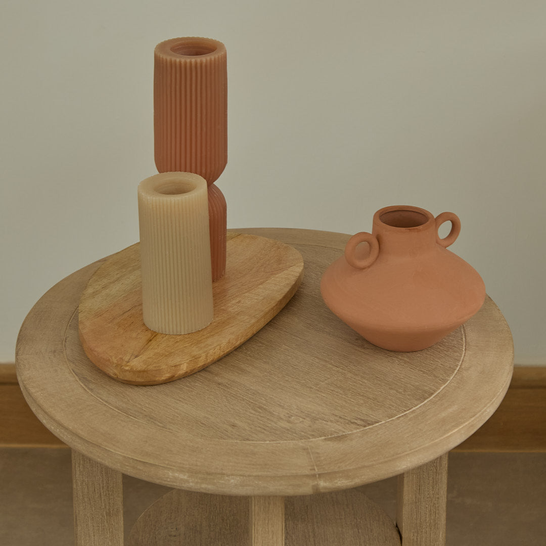 Delphi 50cm Side Table - Light Brushed Acacia - Laura James 