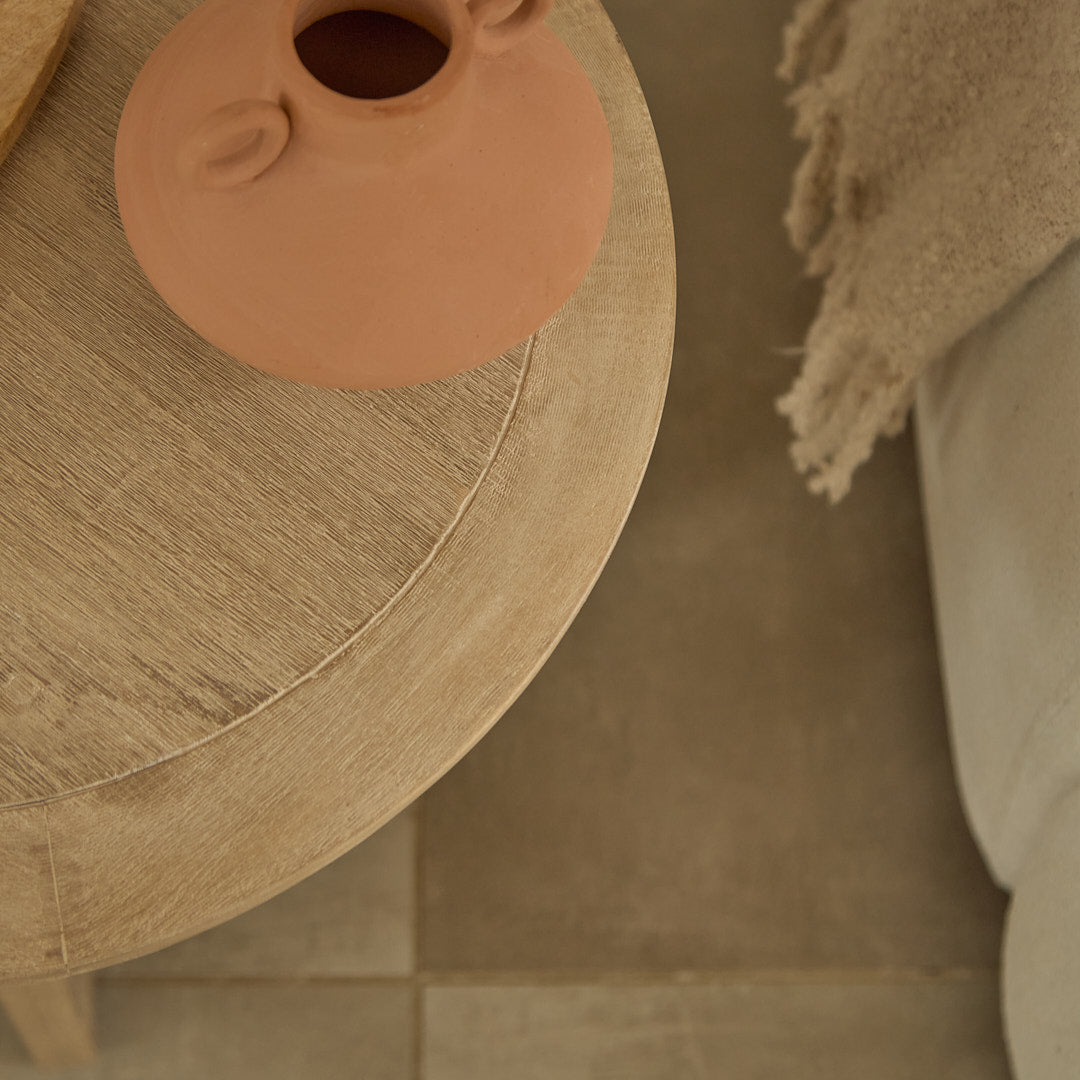 Delphi 50cm Side Table - Light Brushed Acacia - Laura James 