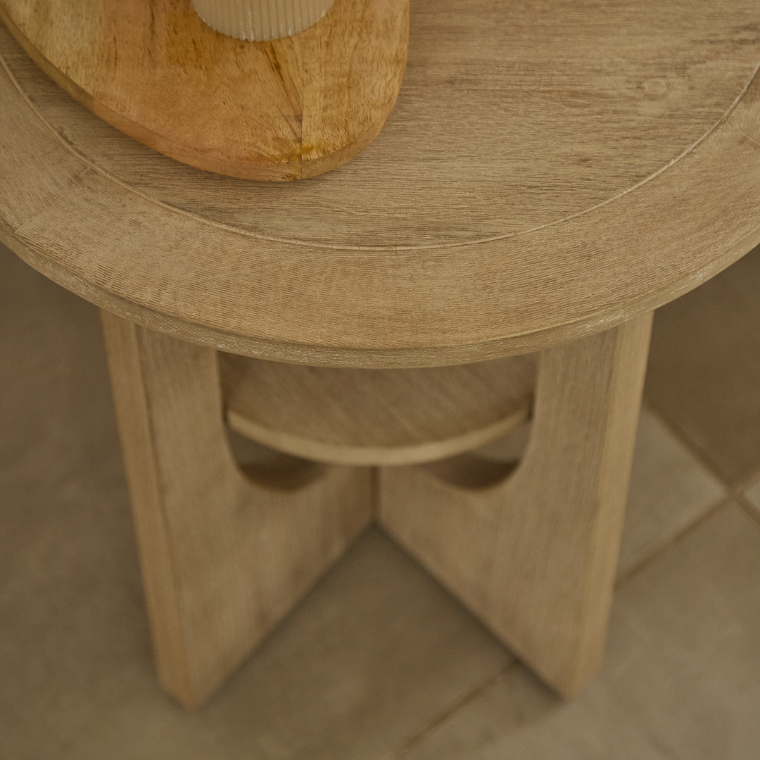 Delphi 50cm Side Table - Light Brushed Acacia - Laura James 