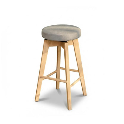 Digby Fawn Linen Swivel Backless Bar Stools - Set of 2 - Whitewash Oak Legs - Laura James