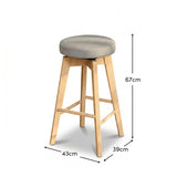 Digby Fawn Linen Swivel Backless Bar Stools - Set of 2 - Whitewash Oak Legs - Laura James