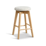 Digby Off White Boucle Swivel Backless Stools - Set of 2 - Whitewash Oak Legs - Laura James