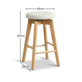 Digby Off White Boucle Swivel Backless Stools - Set of 2 - Whitewash Oak Legs - Laura James