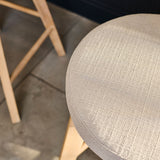 Digby Fawn Linen Swivel Backless Bar Stools - Set of 2 - Whitewash Oak Legs - Laura James