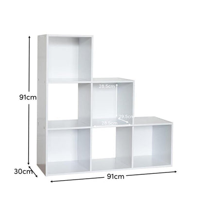 Cara 6 Cube Bookcase Ladder Storage Unit - Chalk White - Laura James
