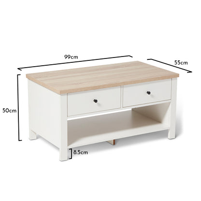 Bampton White Coffee Table with Storage