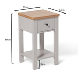 Bampton Stone Grey Bedside Table - 1 Drawer - Laura James
