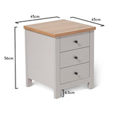 Bampton Stone Grey Bedside Table - 3 Drawer - Laura James