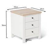 Bampton Alabaster White Bedside Table - 3 Drawer - Laura James