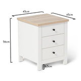 Bampton Alabaster White Bedside Table - 3 Drawer - Laura James