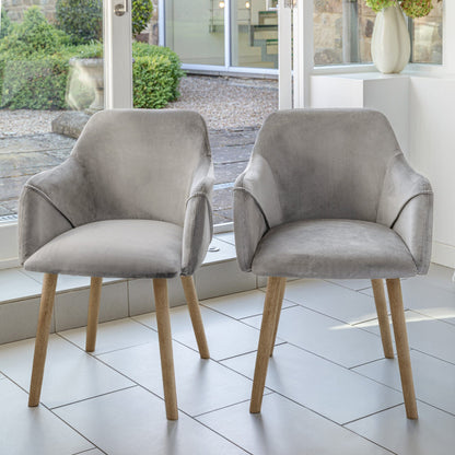 Freya Grey Dining Armchairs - Set of 2 - Chalked Mangowood Legs