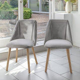 Freya Mist Grey Dining Chairs - Set of 2 - Chalked Mango Wood Legs - Laura James 