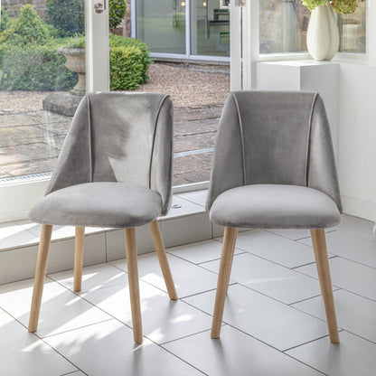Freya Mist Grey Dining Chairs - Set of 2 - Chalked Mango Wood Legs - Laura James 