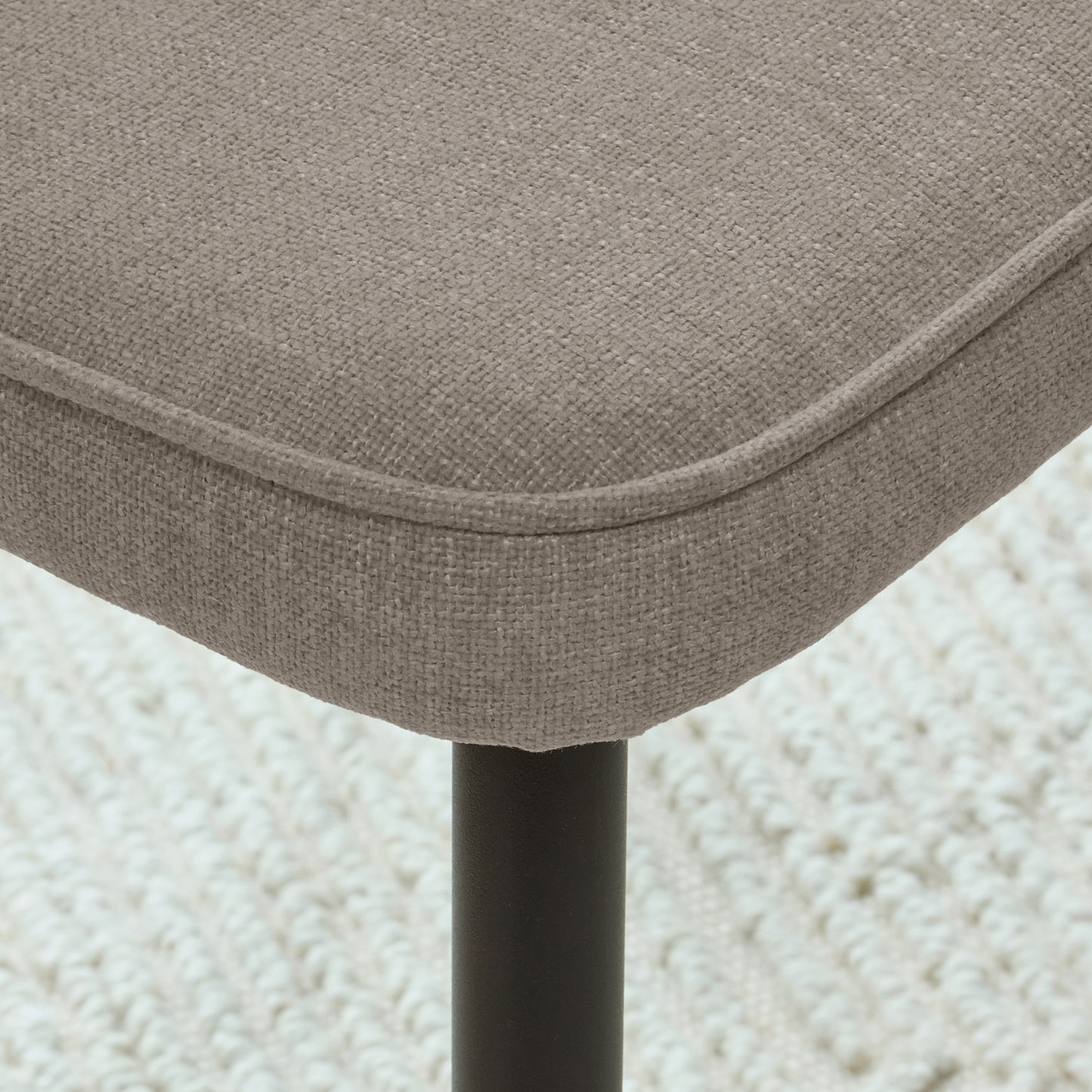 Dolly Soft Beige Dining Chairs - Set of 2 - Black Metal Legs