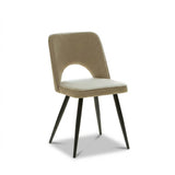 Dolly Mink Taupe Dining Chairs - Set of 2 - Black Metal Legs - Laura James