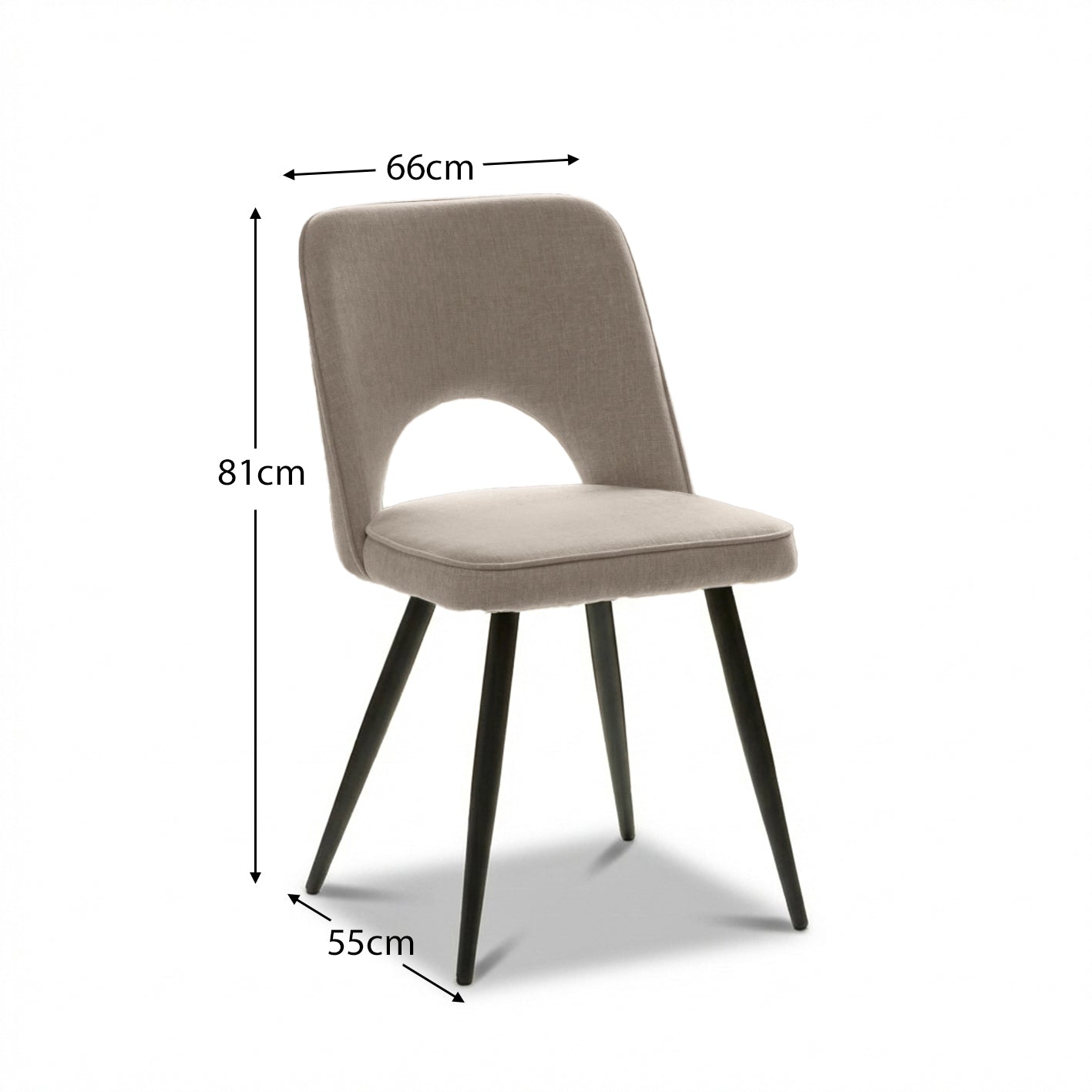 Dolly Soft Beige Dining Chairs - Set of 2 - Black Metal Legs