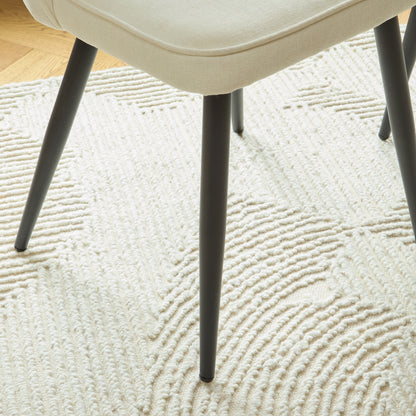 Dolly Oyster White Dining Chairs - Set of 2 - Black Metal Legs - Laura James