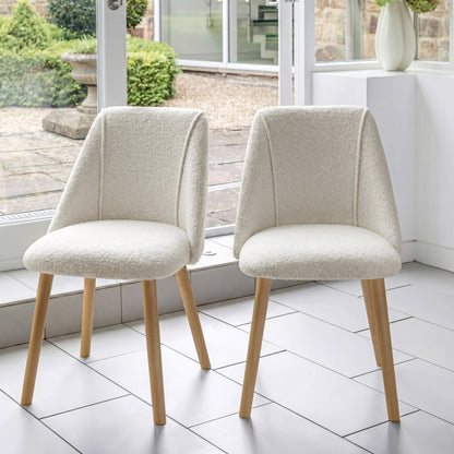 Ella 160cm Pale Oak Dining Table Set - 6 Seater - 4 Freya Dining Chairs with  2 Freya Armchairs - Light Beige with Pale Oak Legs